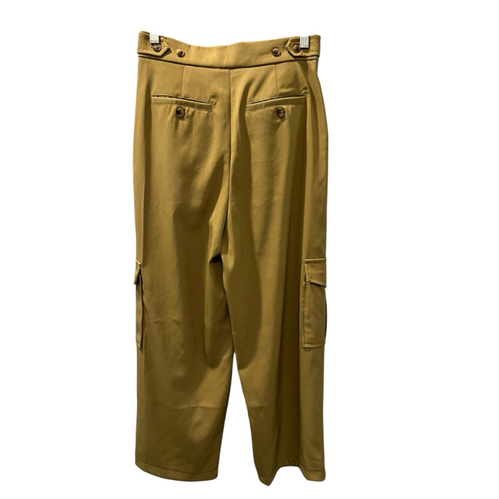 Anthropologie Avec Les Filles Barrel Leg Green Cargo Pants Size 2 Zip Pleated - Picture 8 of 11